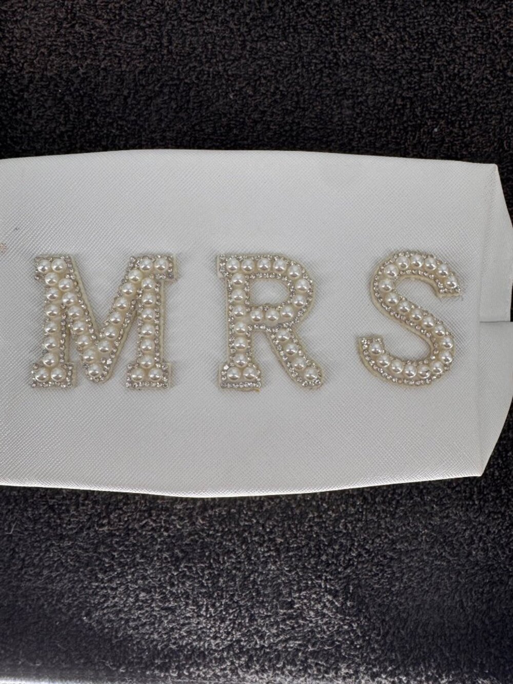 White Bride "Mrs" Clutch With Pearl & Rhinestone Lettering - Picture 8 of 11